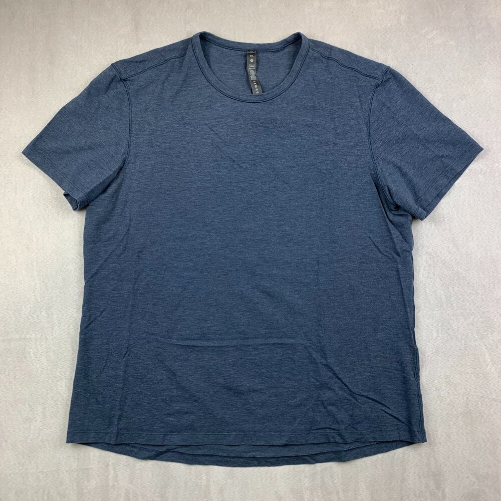 Lululemon Mens Shirt 2XL Navy Blue Heather Crewneck 5 Year Basic Tee Updated Fit
